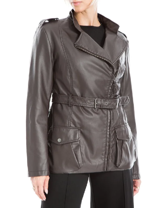 Checkered women's wool coats in a classic pattern for a timeless styleMax Studio Leatherette Jacket