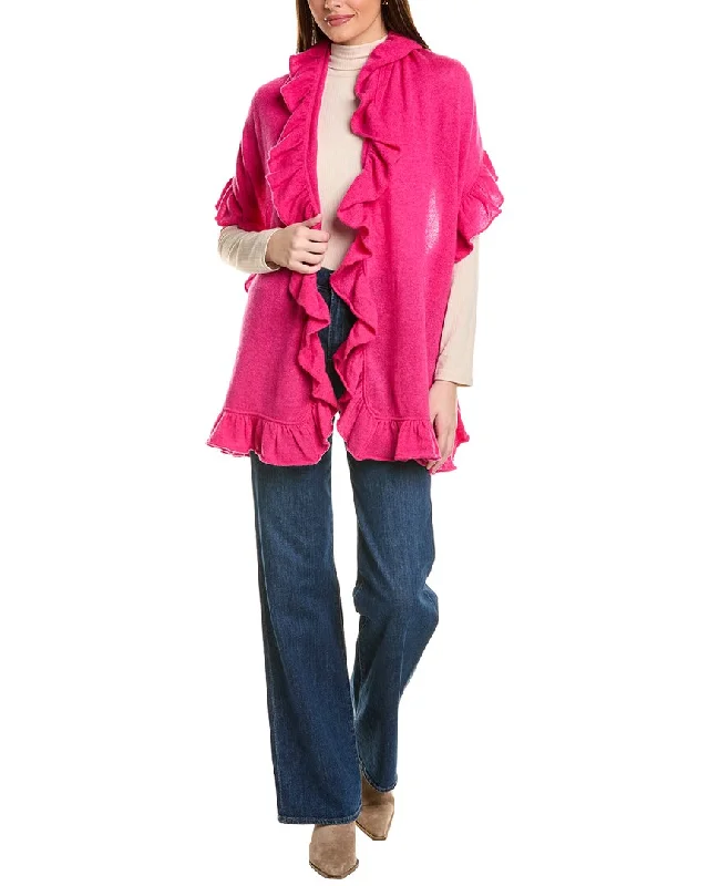 Plus size women's wool blend coats for a warm and stylish winterForte Cashmere Ruffle Cashmere Wrap