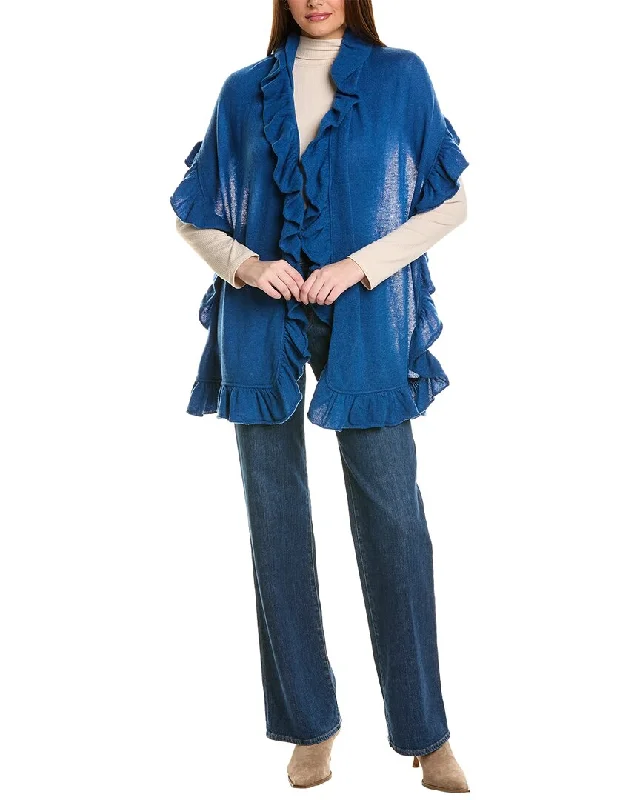 Embroidered women's cotton coats in a bohemian pattern for a unique designForte Cashmere Ruffle Cashmere Wrap