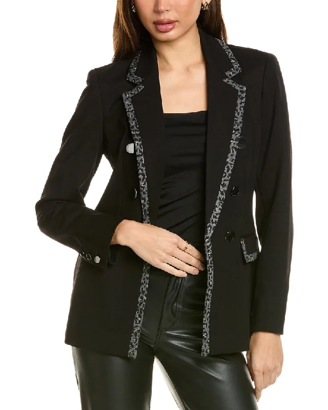 Women's pea coats with brass buttons for a nautical - inspired styleAnne Klein Contrast Frame Jacket