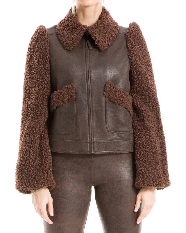 Water - resistant women's trench coats with adjustable cuffs for rainy daysMax Studio Leatherette Jacket