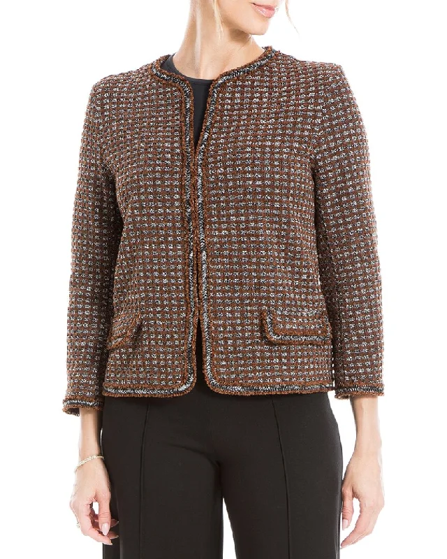 Women's long - sleeve wool coats in a houndstooth pattern for a classic charmMax Studio Short Jacket