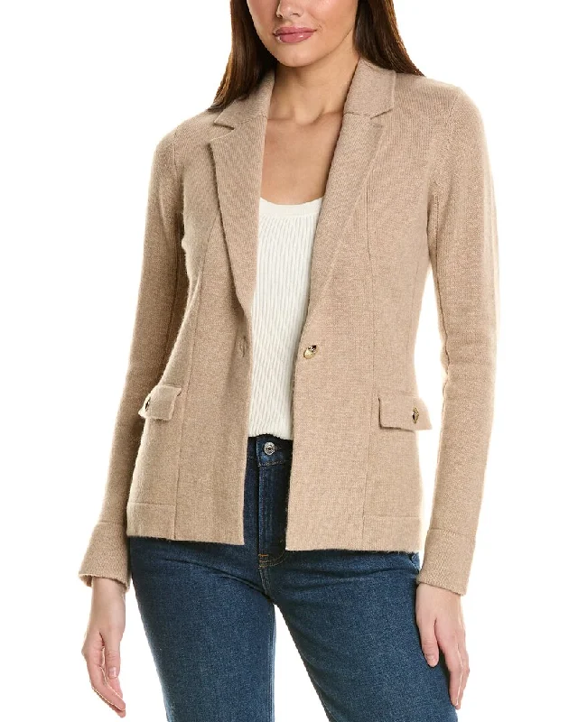 Women's longline double - breasted camel coats for a sophisticated lookBruno Magli Wool & Cashmere-Blend Sweater Blazer