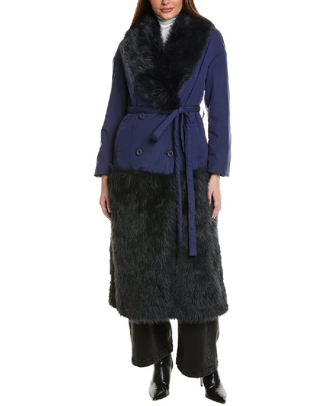Quilted down women's coats with removable hoods for outdoor activitiesAdrienne Landau Coat