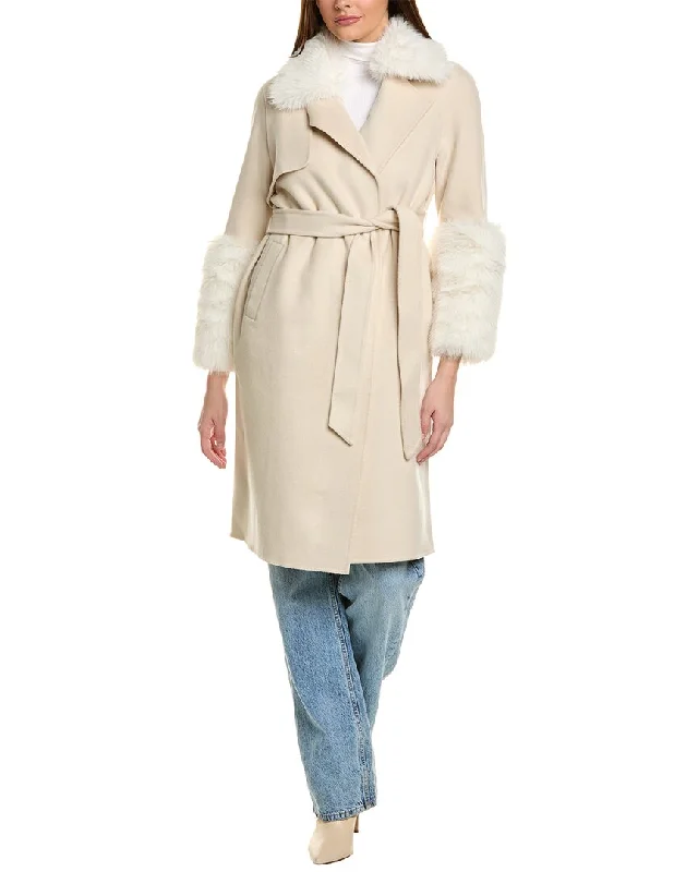 Embroidered women's cotton coats in a bohemian pattern for a unique designAdrienne Landau Wool Coat