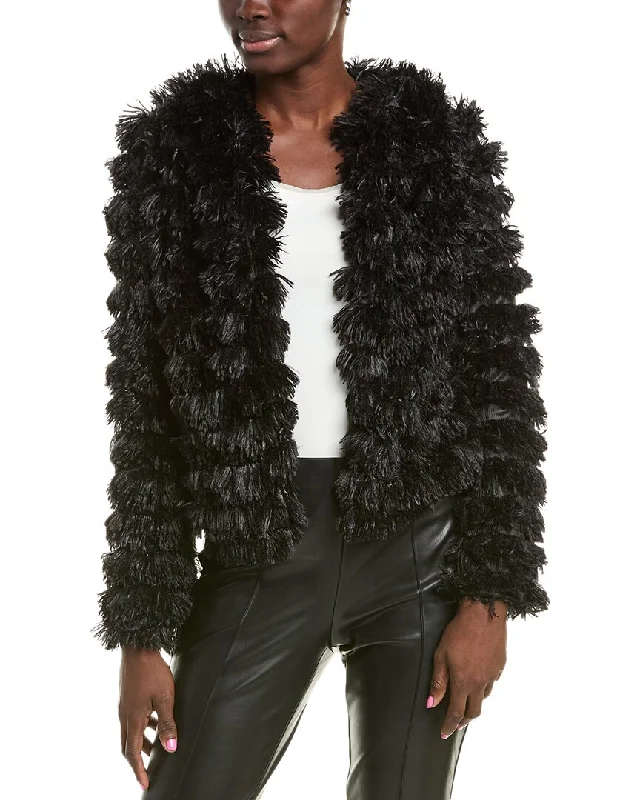 Quilted down women's coats with removable hoods for outdoor activitiesSadie & Sage Prism Fringe Jacket