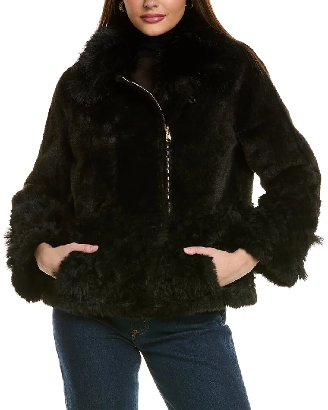 Water - resistant women's trench coats with adjustable cuffs for rainy daysAdrienne Landau Reversible Jacket