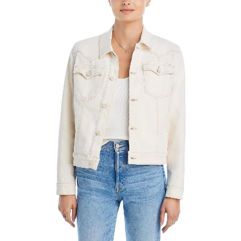 Women's cropped leather coats with silver studs for an edgy lookWomens Lightweight Warm Denim Jacket