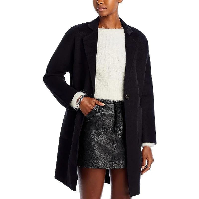 Quilted down women's coats with removable hoods for outdoor activitiesWomens Wool Blend Outerwear Wool Coat
