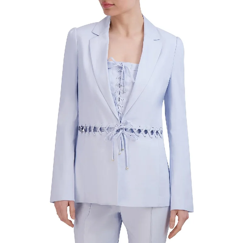 Shearling - lined women's leather coats for ultimate warmth and luxuryWomens Linen Blend Lace Up Suit Jacket