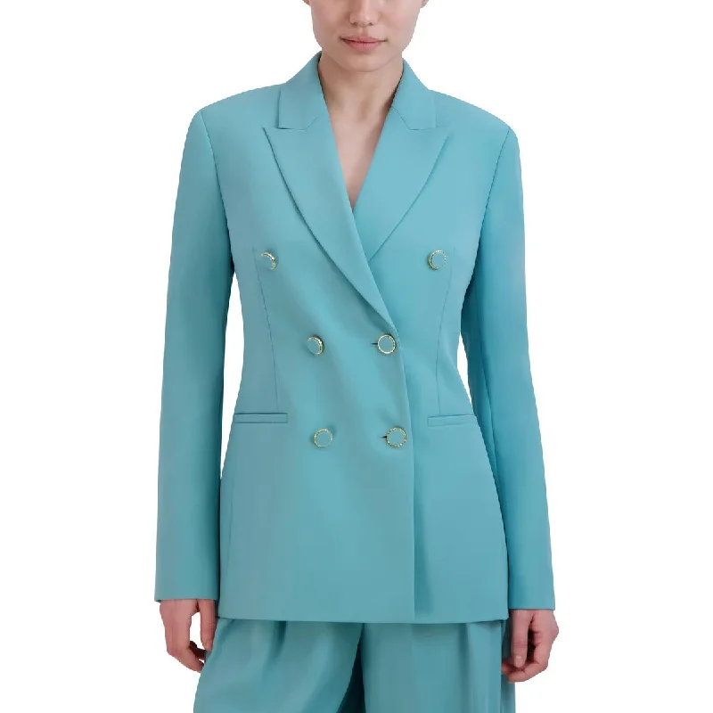 Petite women's wool blend coats with a tailored fit for a flattering silhouetteWomens Embellished Long Sleeve Double-Breasted Blazer