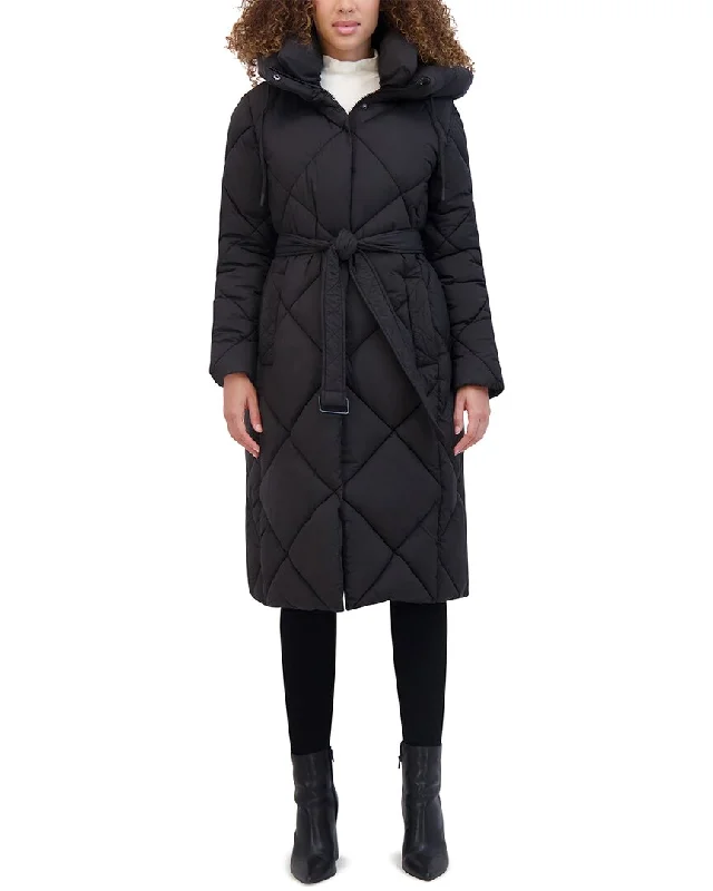 Women's faux fur coats in bright colors for a bold fashion statementKenneth Cole Powder Touch Matte Quilted Coat