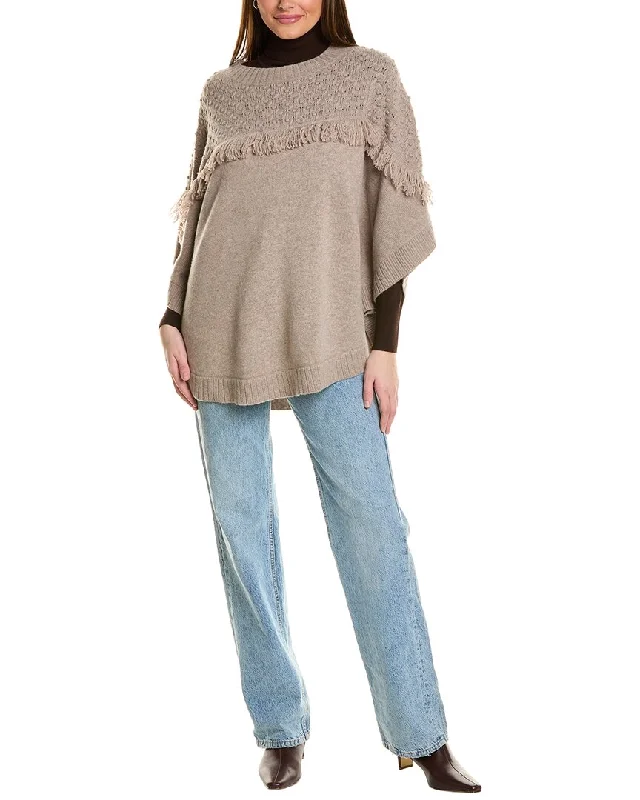 Quilted down women's coats with removable hoods for outdoor activitiesHannah Rose Rosebud Stitch Wool Poncho