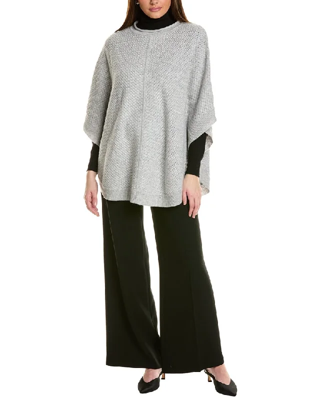 Mid - length women's down coats in a slim fit for a modern and sleek appearanceHannah Rose Basketweave Stitch Wool Poncho