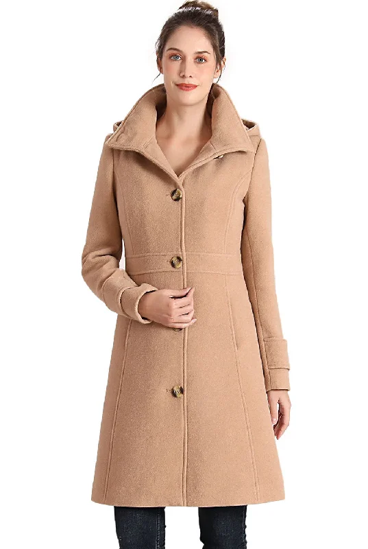 Women's pea coats with brass buttons for a nautical - inspired styleBGSD Women Jem Stand-Collar Wool Coat Women's pea coats with brass buttons for a nautical - inspired styleBGSD Women Jem Stand-Collar Wool Coat