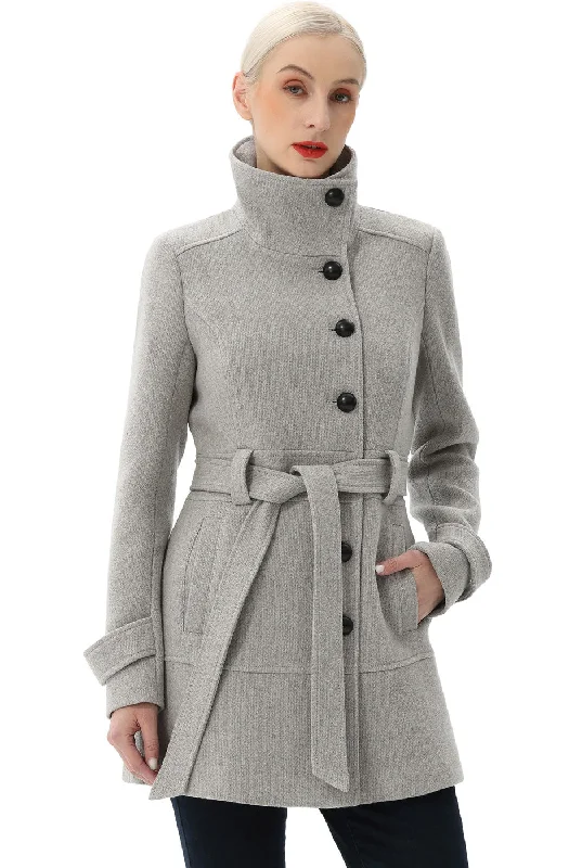 Women's cropped leather coats with silver studs for an edgy lookBGSD Women Wool Belted Walking Coat Women's cropped leather coats with silver studs for an edgy lookBGSD Women Wool Belted Walking Coat