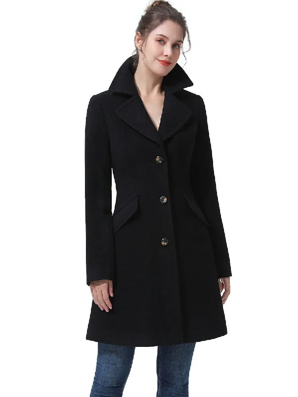 Women's long - sleeve wool coats in a houndstooth pattern for a classic charmBGSD Women Ada Mid-Length Wool Walking Coat Women's long - sleeve wool coats in a houndstooth pattern for a classic charmBGSD Women Ada Mid-Length Wool Walking Coat