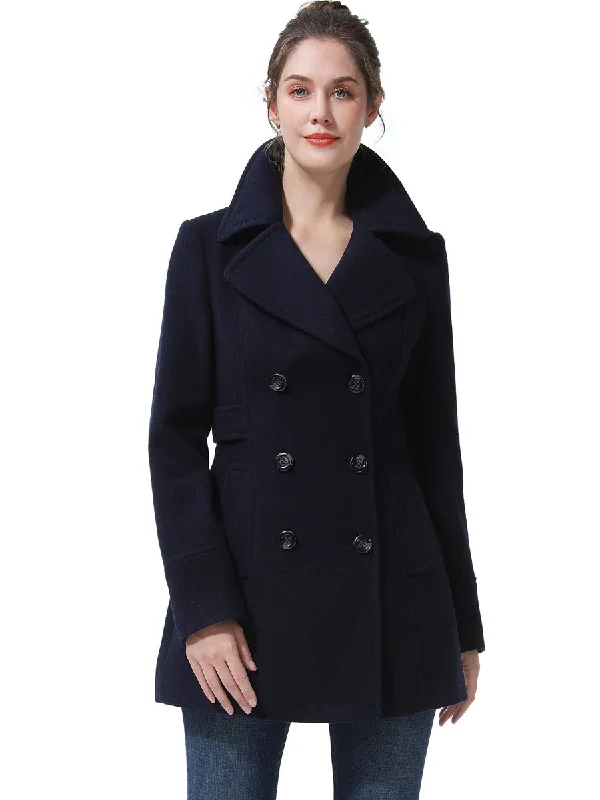 Women's faux fur coats in bright colors for a bold fashion statementBGSD Women Ayu Wool Pea Coat Women's faux fur coats in bright colors for a bold fashion statementBGSD Women Ayu Wool Pea Coat