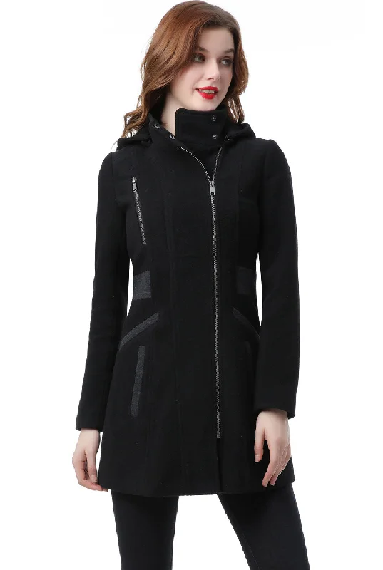 Hooded women's puffer coats in neon colors for high - visibility sportsBGSD Women Carrie Wool Color Block Coat Hooded women's puffer coats in neon colors for high - visibility sportsBGSD Women Carrie Wool Color Block Coat
