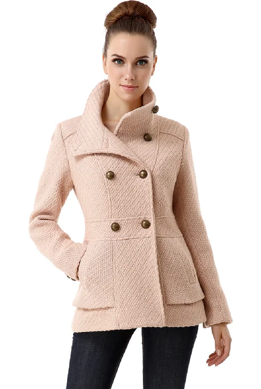 Long women's mac coats in a lightweight fabric for spring showersBGSD Women Cheri Wool Boucle Coat Long women's mac coats in a lightweight fabric for spring showersBGSD Women Cheri Wool Boucle Coat