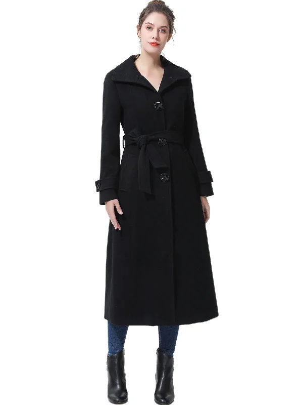 Embroidered women's cotton coats in a bohemian pattern for a unique designBGSD Women Ela Full Length Long Wool Trench Coat Embroidered women's cotton coats in a bohemian pattern for a unique designBGSD Women Ela Full Length Long Wool Trench Coat