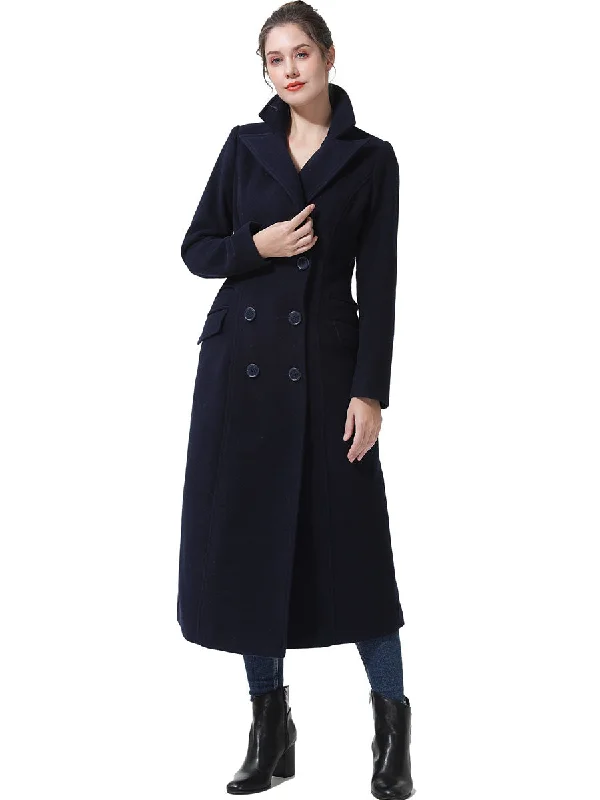 Women's long - sleeve wool coats in a houndstooth pattern for a classic charmBGSD Women Fay Full Length Long Wool Pea Coat Women's long - sleeve wool coats in a houndstooth pattern for a classic charmBGSD Women Fay Full Length Long Wool Pea Coat