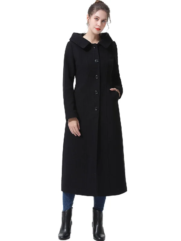 Long women's mac coats in a lightweight fabric for spring showersBGSD Women Kai Hooded Full Length Long Wool Coat Long women's mac coats in a lightweight fabric for spring showersBGSD Women Kai Hooded Full Length Long Wool Coat
