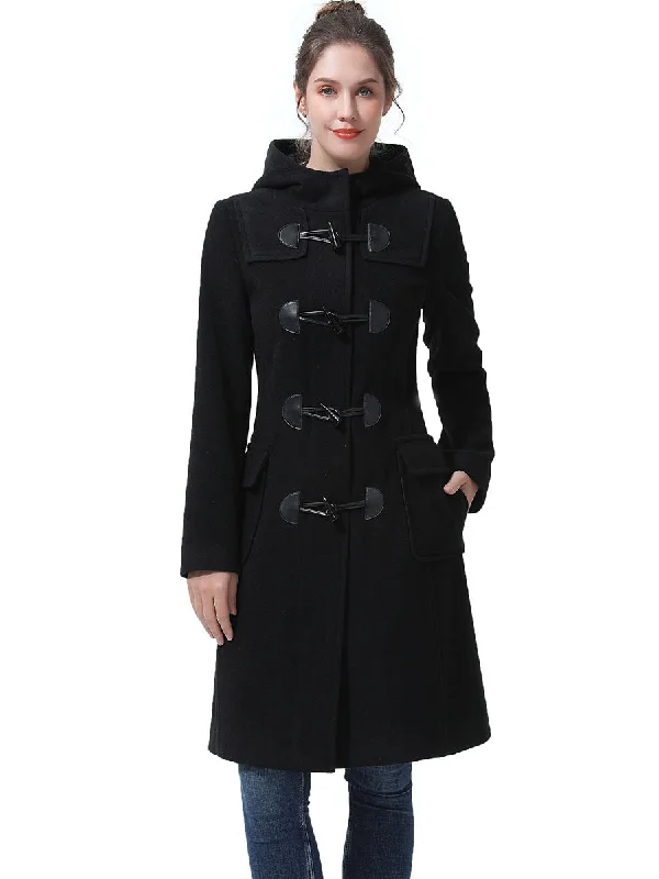Petite women's wool blend coats with a tailored fit for a flattering silhouetteBGSD Women Liv Hooded Toggle Duffle Wool Coat Petite women's wool blend coats with a tailored fit for a flattering silhouetteBGSD Women Liv Hooded Toggle Duffle Wool Coat