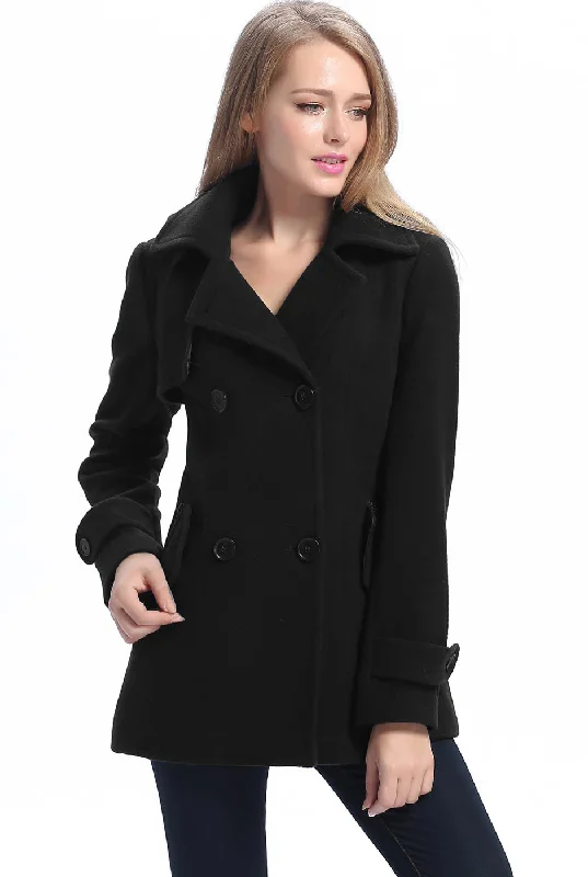 Women's cropped leather coats with silver studs for an edgy lookBGSD Women Piper Wool Pea Coat Women's cropped leather coats with silver studs for an edgy lookBGSD Women Piper Wool Pea Coat