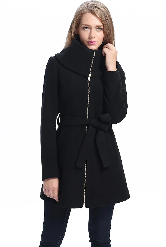 Women's cropped leather coats with silver studs for an edgy lookBGSD Women Robin Wool Fold Collar Coat Women's cropped leather coats with silver studs for an edgy lookBGSD Women Robin Wool Fold Collar Coat