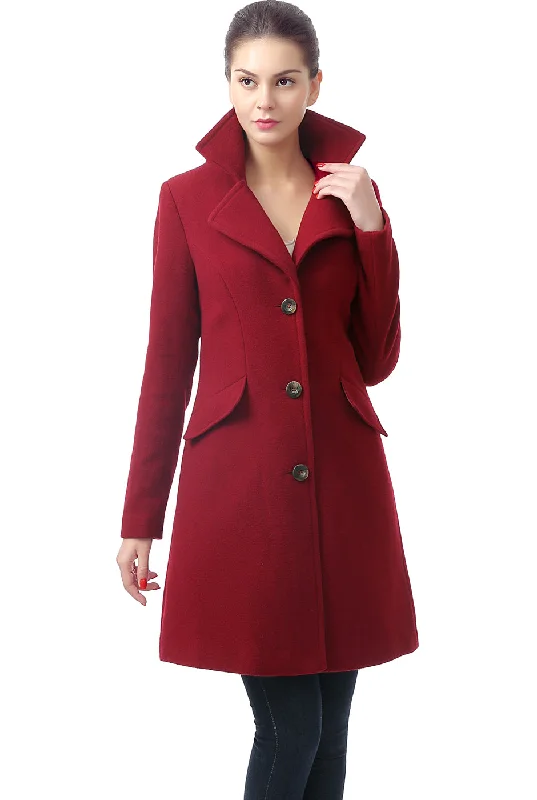 Long women's mac coats in a lightweight fabric for spring showersBGSD Women Sasha Wool Walking Coat