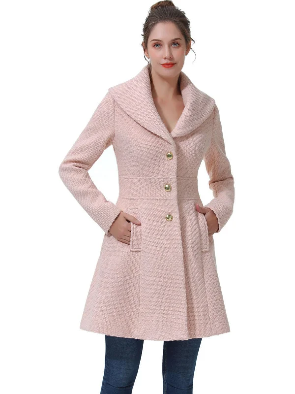 Oversized women's wool coats in a monochromatic look for a trendy outfitBGSD Women Tia Fit & Flare Boucle Wool Coat Oversized women's wool coats in a monochromatic look for a trendy outfitBGSD Women Tia Fit & Flare Boucle Wool Coat