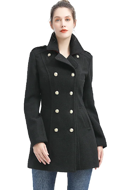 Quilted down women's coats with removable hoods for outdoor activitiesBGSD Women Victoria Wool Fitted Military Melton Coat Quilted down women's coats with removable hoods for outdoor activitiesBGSD Women Victoria Wool Fitted Military Melton Coat