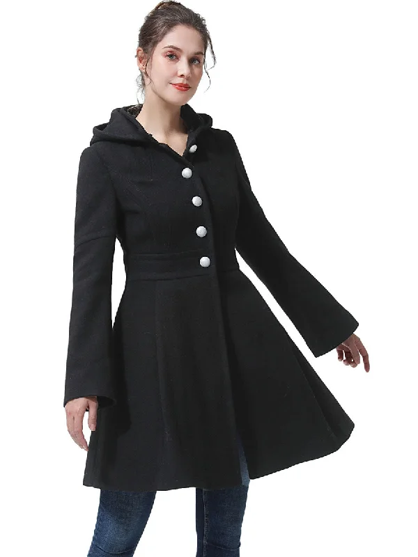 Women's waterproof parka coats with multiple pockets for practicalityBGSD Women Zoe Fit & Flare Hooded Wool Coat Women's waterproof parka coats with multiple pockets for practicalityBGSD Women Zoe Fit & Flare Hooded Wool Coat