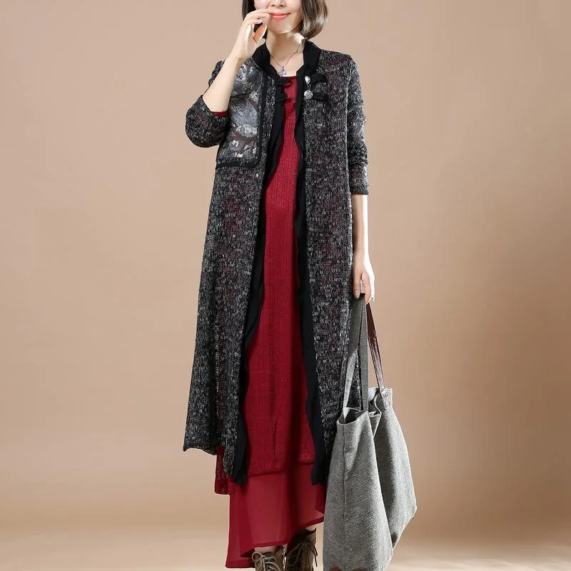 Women's pea coats with brass buttons for a nautical - inspired styleblack flowy knit cardigans patchwork sweaters coats