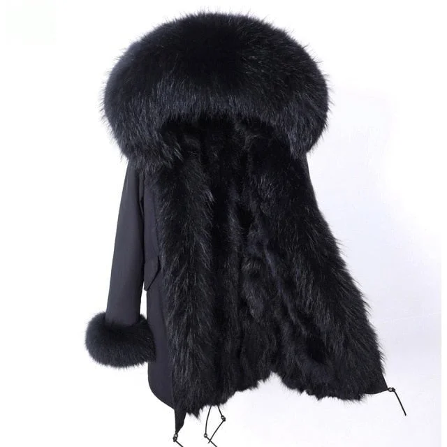 Women's cropped leather coats with silver studs for an edgy lookBlack Thick Warm Hooded Winter Jacket for Women with Natural Raccoon Fur Women's cropped leather coats with silver studs for an edgy lookBlack Thick Warm Hooded Winter Jacket for Women with Natural Raccoon Fur