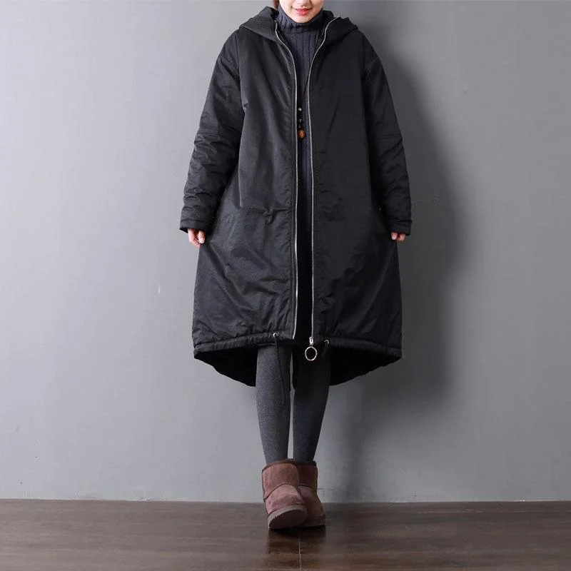 Shearling - lined women's leather coats for ultimate warmth and luxuryblack women parka casual hooded jacket thick pockets drawstring coats