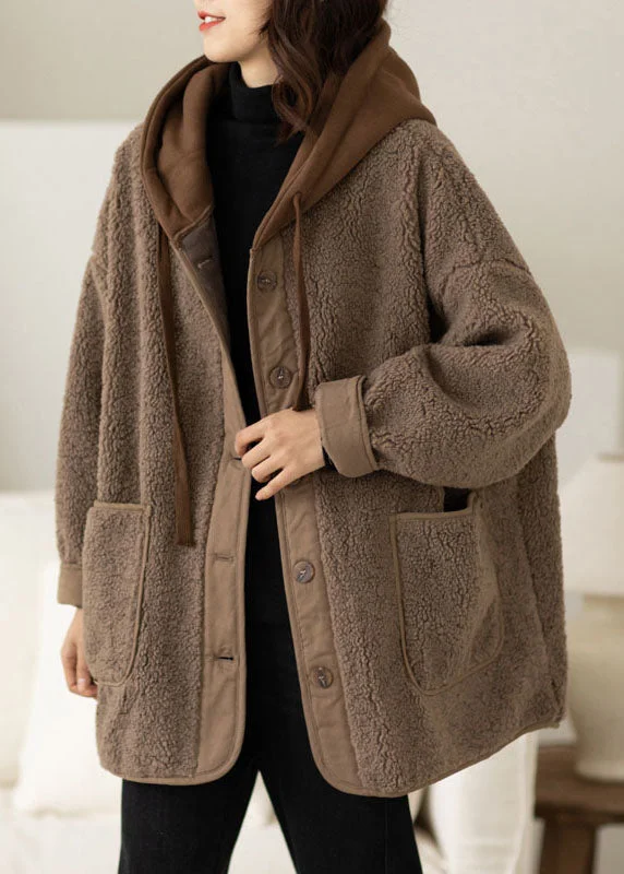 Quilted down women's coats with removable hoods for outdoor activitiesBoho Coffee Patchwork Button Thick Faux Fur Hooded Coats Winter Quilted down women's coats with removable hoods for outdoor activitiesBoho Coffee Patchwork Button Thick Faux Fur Hooded Coats Winter