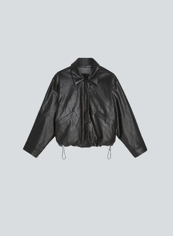 Women's longline double - breasted camel coats for a sophisticated lookBomber short oil | black Women's longline double - breasted camel coats for a sophisticated lookBomber short oil | black