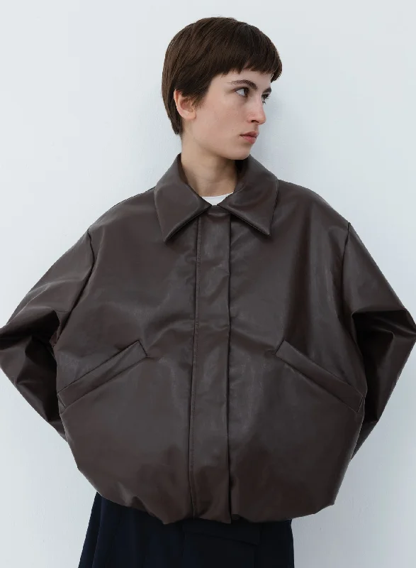 Quilted down women's coats with removable hoods for outdoor activitiesBomber short oil | dark brown Quilted down women's coats with removable hoods for outdoor activitiesBomber short oil | dark brown