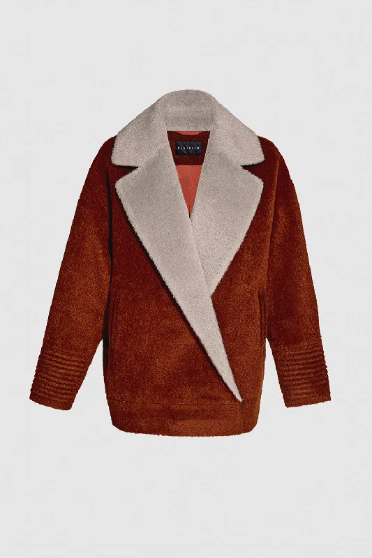 Women's faux fur coats in bright colors for a bold fashion statementBouclé Alpaca Dropped Shoulder Aviator Jacket Women's faux fur coats in bright colors for a bold fashion statementBouclé Alpaca Dropped Shoulder Aviator Jacket