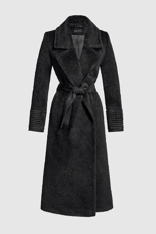 Mid - length women's down coats in a slim fit for a modern and sleek appearanceBouclé Alpaca Long Notched Collar Wrap Coat Mid - length women's down coats in a slim fit for a modern and sleek appearanceBouclé Alpaca Long Notched Collar Wrap Coat