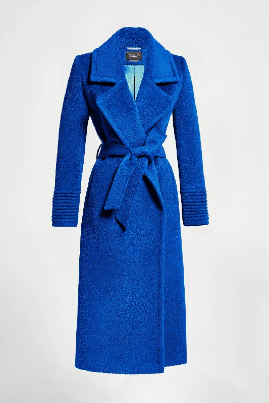 Belted women's cashmere coats in soft pastels for a luxurious feelBouclé Alpaca Long Notched Collar Wrap Coat