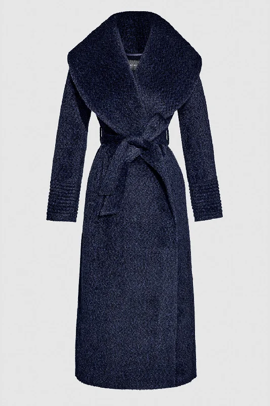 Women's pea coats with brass buttons for a nautical - inspired styleBouclé Alpaca Maxi Wide Shawl Collar Wrap Coat Women's pea coats with brass buttons for a nautical - inspired styleBouclé Alpaca Maxi Wide Shawl Collar Wrap Coat