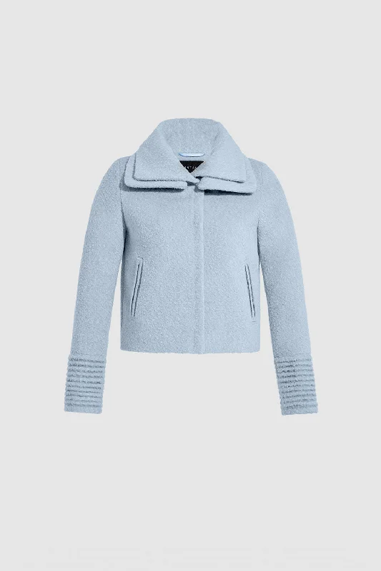 Petite women's wool blend coats with a tailored fit for a flattering silhouetteBouclé Alpaca Moto Jacket with Signature Double Collar
