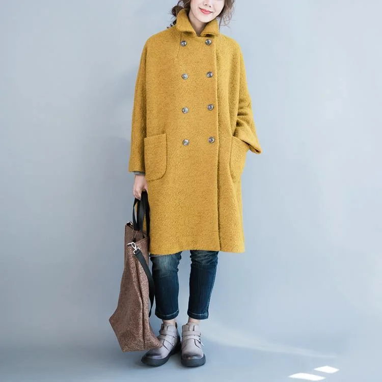 Embroidered women's cotton coats in a bohemian pattern for a unique designboutique wool yellow coats double breasted long jackets