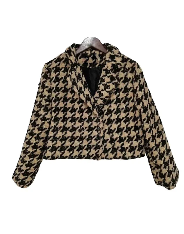 Women's waterproof parka coats with multiple pockets for practicalityBrown and Black Tweed Jacket Women's waterproof parka coats with multiple pockets for practicalityBrown and Black Tweed Jacket