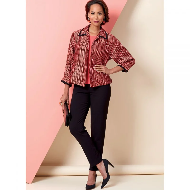 Petite women's wool blend coats with a tailored fit for a flattering silhouetteButterick Jacket, Dress and Trousers B6802