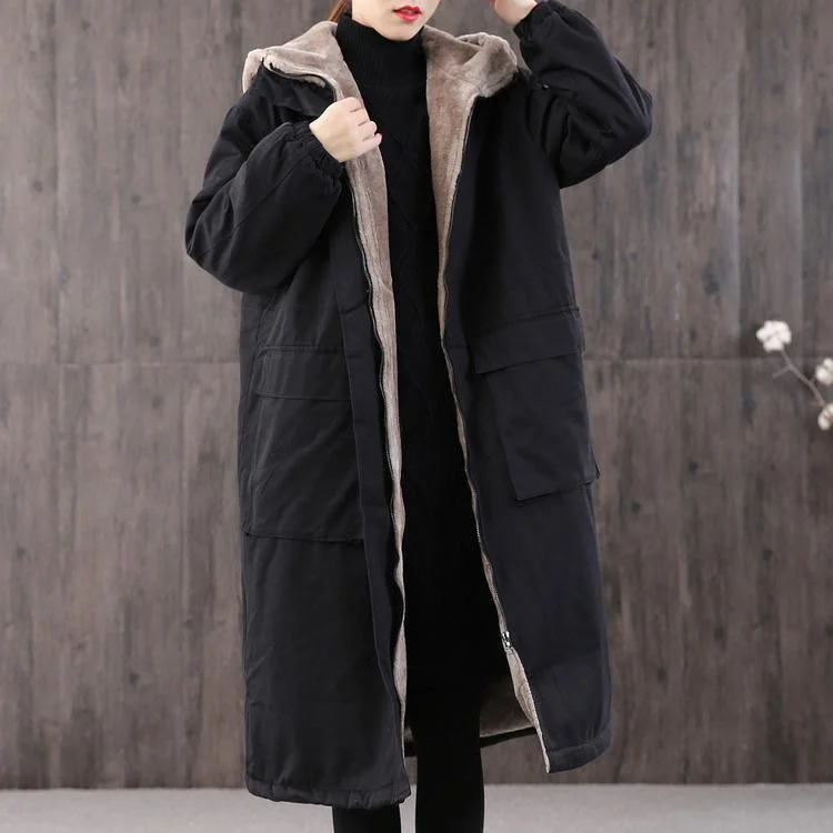 Women's reversible down coats with two - tone designs for versatile stylingCasual black women parka casual Coats winter hooded thick outwear