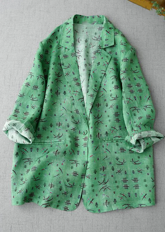 Women's long - sleeve wool coats in a houndstooth pattern for a classic charmCasual Green Notched Print Coats Long Sleeve Women's long - sleeve wool coats in a houndstooth pattern for a classic charmCasual Green Notched Print Coats Long Sleeve